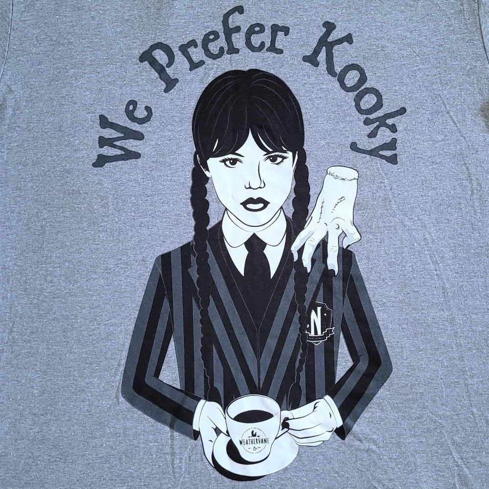 Mad😡 Engine Global🌎 LLC Wednesday Addams "We Prefer Kooky" Graphic Tee👕 - Picture 8 of 11